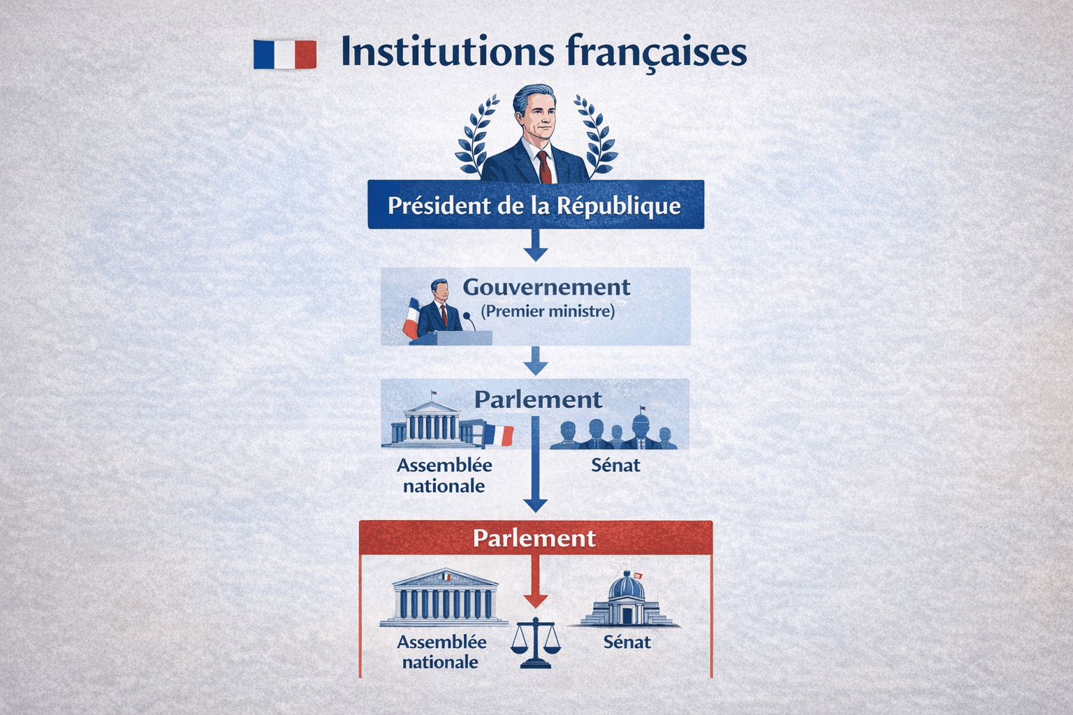 Schéma simplifié des institutions françaises